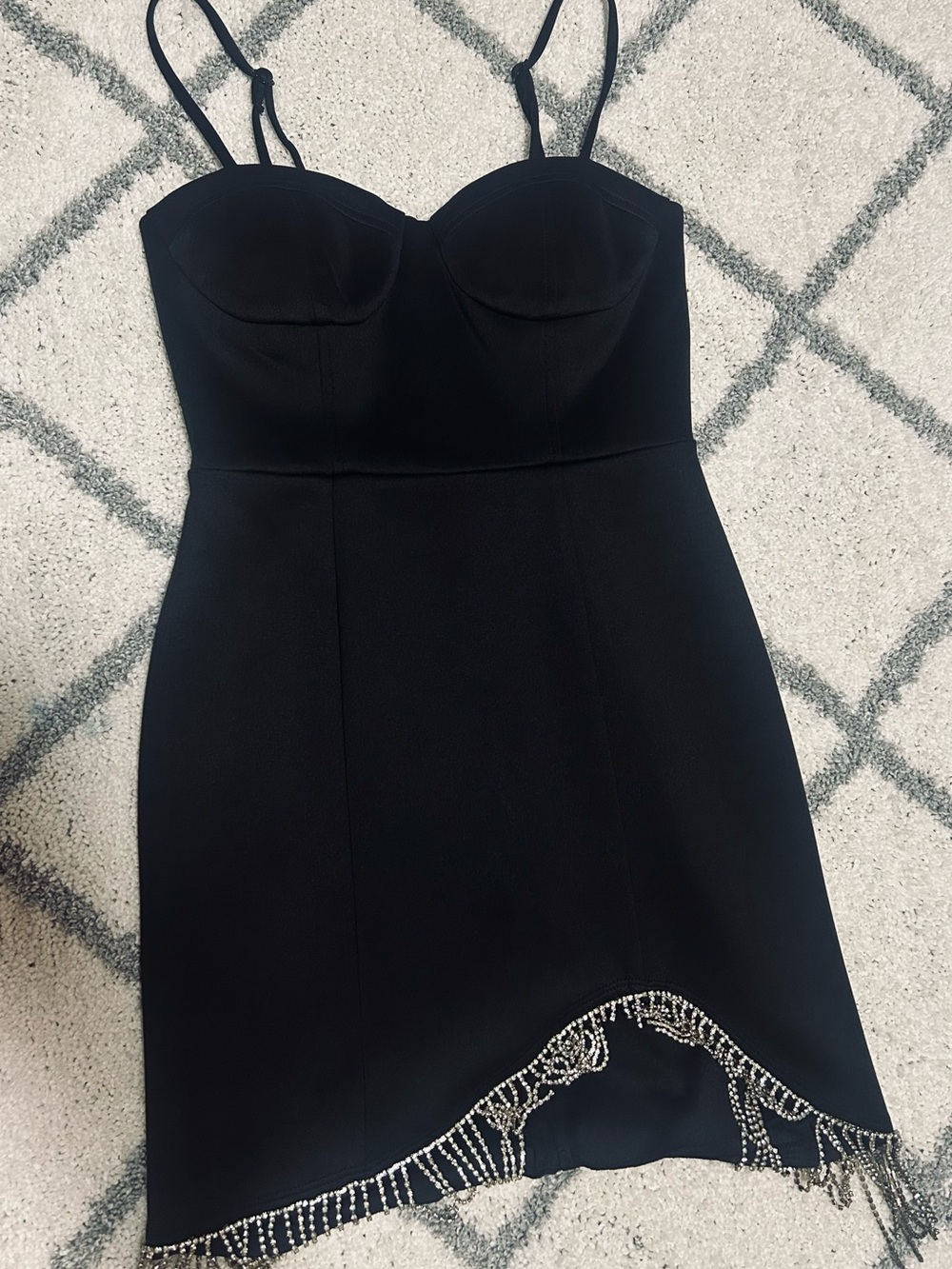 Speechless Black Bustier Mini Dress with Crystal Fringe
